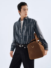 Men's Irregular Gradient-Print Denim Shirt