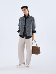 Men's Mercerized Denim Shirt with Back Embroidery