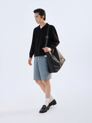 Men's Contrast Layered-Look Collar Pullover