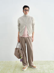 Men's Textured Jacquard Zip Cardigan