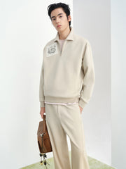 Men's Patch-Detail Textured Half-Zip Sweatshirt