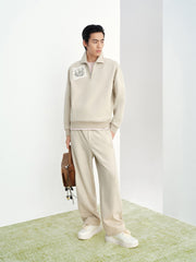 Men's Patch-Detail Textured Half-Zip Sweatshirt