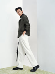 Men's White Straight-Leg Pants