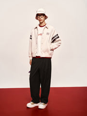 Men's Contrast Embroidered Faux Suede Jacket