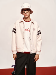 Men's Contrast Embroidered Faux Suede Jacket