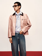 Men's Contrast Textured PU Jacket