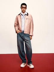 Men's Contrast Textured PU Jacket