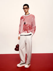 Men's Chinese-Inspired Contrast Jacquard Sweater
