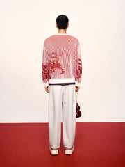 Men's Chinese-Inspired Contrast Jacquard Sweater