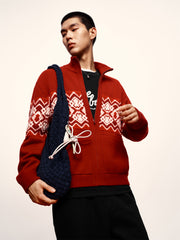 Men's Fair Isle Contrast Knit Cardigan