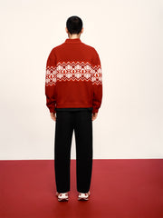 Men's Fair Isle Contrast Knit Cardigan