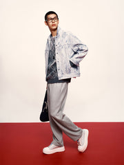 Men's Jacquard Denim Padded Jacket