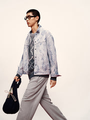 Men's Jacquard Denim Padded Jacket