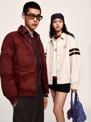 Men's Contrast Embroidered Faux Suede Jacket