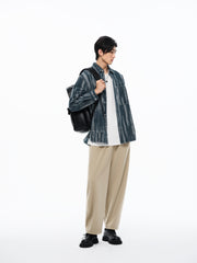 Men's Irregular Gradient-Print Denim Shirt