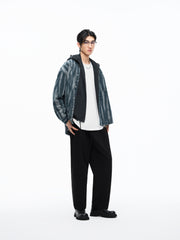 Men's Irregular Gradient-Print Denim Shirt