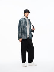Men's Irregular Gradient-Print Denim Shirt