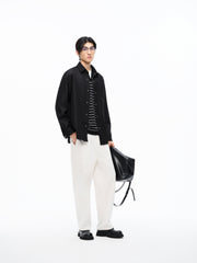 Men's Mercerized Denim Shirt with Back Embroidery