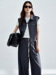 Women's Sleeveless Vest with Stitching Details