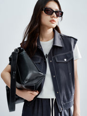Women's Sleeveless Vest with Stitching Details