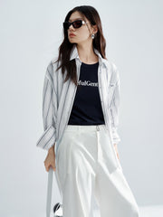 Women's Textured Vertical Striped Shirt