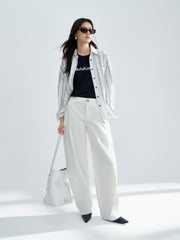 Women's Textured Vertical Striped Shirt