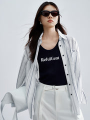 Women's Textured Vertical Striped Shirt