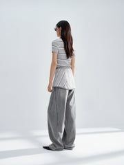 Women's Striped Knit Polo with Side Slits