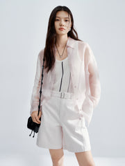 Women's U-neck Vertical Stripe Slim Fit Knitted Vest