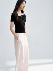 Women's Mesh Splice One-Shoulder Short Sleeve T-Shirt