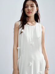 Women's 3D Flower White Vest Dress