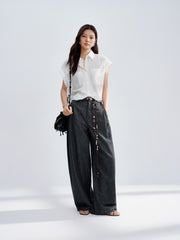 Women's Irregular Twist Batwing Sleeve Shirt