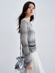 Women's loose hollow-out oversized blouse