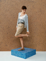 Women's Slim-Fit Striped Knit Cardigan  [Available only in China]