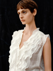 Women Elegant Ruffle Sleeveless Blouse