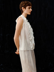 Women Elegant Ruffle Sleeveless Blouse