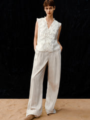 Women's Casual High Waist Vertical Stripe Pants