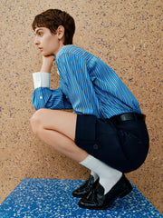 Women's High-Waist Shorts with Rolled Hem