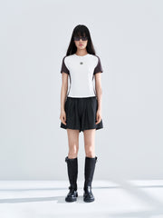 Women's Cropped Slim-Fit Contrast T-Shirt