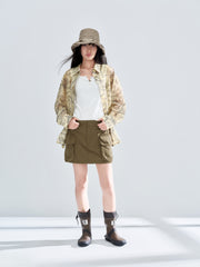 Women Casual A-line Cargo Mini Skirt