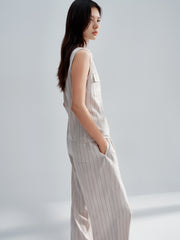Women's Minimalist Vertical Stripe V-neck Top