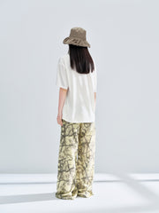 Women Casual Loose Flocked Graphic Tee