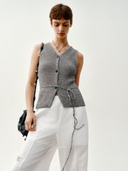 Women's V-Neck Knitted Vest Cardigan