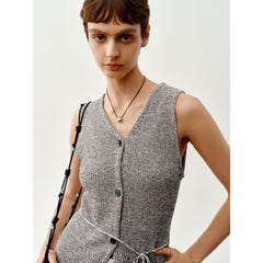 Women's V-Neck Knitted Vest Cardigan