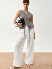 Women's V-Neck Knitted Vest Cardigan