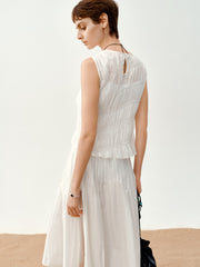 Women's Lyocell Tencel tight-fitting white vest