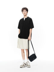 Men's Loose-Fit Contrast Henley T-Shirt