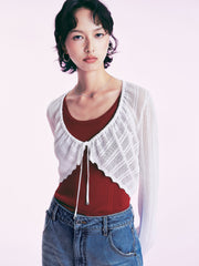 Women's Casual Short Hollow Out  Knit Cardigan