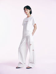 Women's Casual Lace Patchwork Letter  T-Shirt