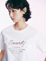Women's Casual Lace Patchwork Letter  T-Shirt